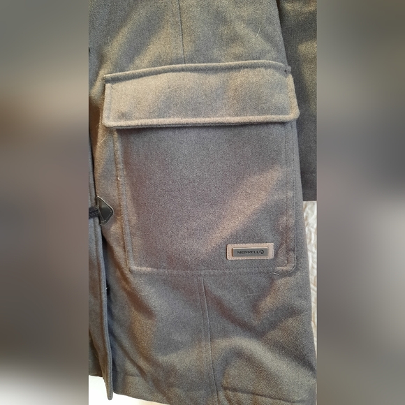 Merrell Coat Womans XL Gray Toggle Hooded Outdoor Preppy Business Travel - Picture 4 of 15
